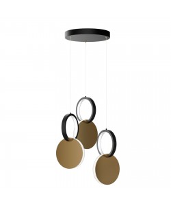 Φωτιστικό Κρεμαστό Led 45W Χρυσό-Μαύρο Φ25x120cm