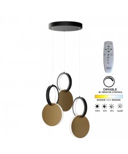 Φωτιστικό Κρεμαστό Led 45W Χρυσό-Μαύρο Φ25x120cm