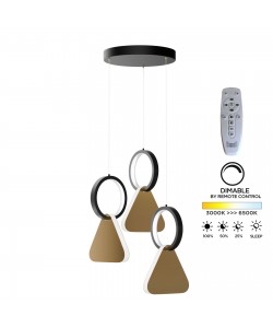 Φωτιστικό Κρεμαστό Symmetric 1F Led 45W Χρυσό-Μαύρο Φ25x120cm