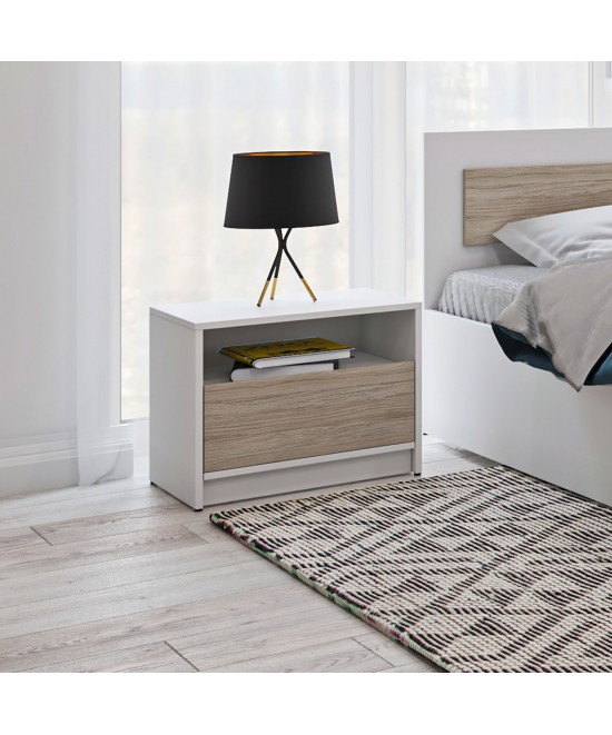 Κομοδίνο Viva Λευκό-Σονόμα 50x36x41cm