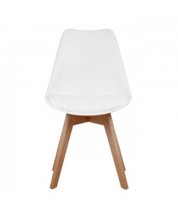 Καρέκλα LORA 47x56.6x82cm Λευκό με Ξύλινα Πόδια και Μαξιλάρι
