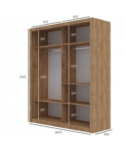 Ντουλάπα Reflex Χρυσό Δρυς 180x60x215cm