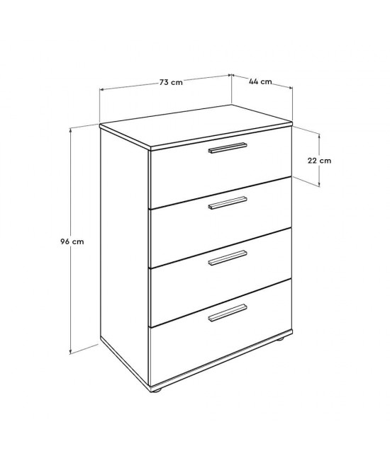 Συρταριέρα με 4 συρτάρια σε χρώμα σονόμα 73x44x96