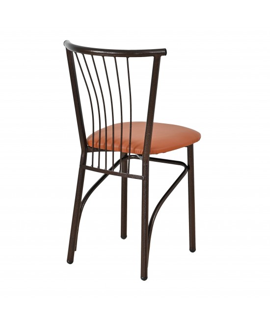 Καρέκλα βεντάλια μεταλλική με πάτο δερματίνης σε χρώμα καφέ 45x45x83.5εκ