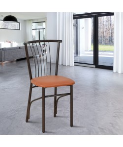 Καρέκλα βεντάλια μεταλλική με πάτο δερματίνης σε χρώμα καφέ 45x45x83.5εκ
