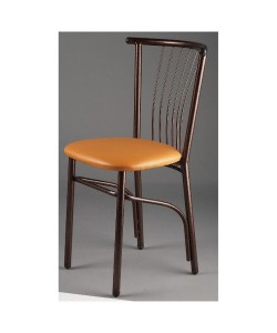 Καρέκλα βεντάλια μεταλλική με πάτο δερματίνης σε χρώμα καφέ 45x45x83.5εκ