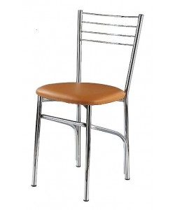 Καρέκλα μεταλλική χρωμίου με πάτο δερματίνης 44.5x48x83εκ.