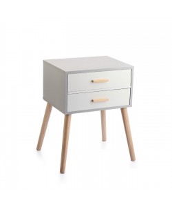 Κομοδίνο με δύο συρτάρια από MDF/ξύλο σε φυσικό/γκρι χρώμα 45x45x62 Κομοδίνο με δύο συρτάρια από MDF/ξύλο σε φυσικό/γκρι χρώμα 45x45x62