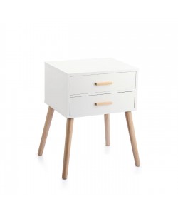Κομοδίνο με δύο συρτάρια από MDF/ξύλο σε φυσικό/λευκό χρώμα 45x45x62 Κομοδίνο με δύο συρτάρια από MDF/ξύλο σε φυσικό/λευκό χρώμα 45x45x62