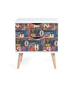 Κομοδίνο ''ADELE'' με 2 συρτάρια σε χρώμα λευκό με patchwork λεπτομέρειες 45x36x50εκ Κομοδίνο ''ADELE'' με 2 συρτάρια σε χρώμα λευκό με patchwork λεπτομέρειες 45x36x50εκ