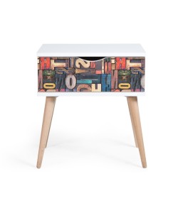 Κομοδίνο ''ADELE'' με ένα συρτάρι σε χρώμα λευκό με patchwork λεπτομέρειες 45x36x50εκ Κομοδίνο ''ADELE'' με ένα συρτάρι σε χρώμα λευκό με patchwork λεπτομέρειες 45x36x50εκ