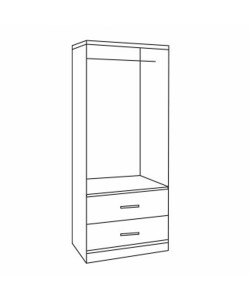 Ντουλάπα ρούχων δίφυλλη REAL με 2 συρτάρια χρώμα sonoma 80x42.5x180.5 εκ.