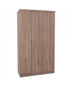 Ντουλάπα ρούχων τρίφυλλη REAL με 5 ράφια & κρεμάστρα ρούχων σε χρώμα sonoma 90x42.5x180.5