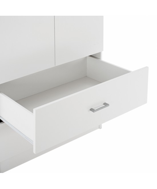 Ντουλάπα ρούχων δίφυλλη REAL με 2 συρτάρια χρώμα λευκό 80x42.5x180.5