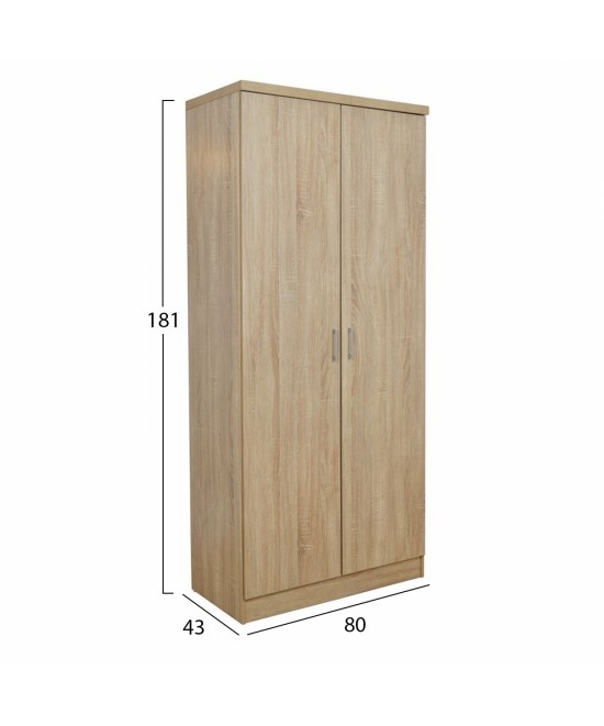 Ντουλάπα ρούχων δίφυλλη REAL χρώμα sonoma 80x42.5x180.5