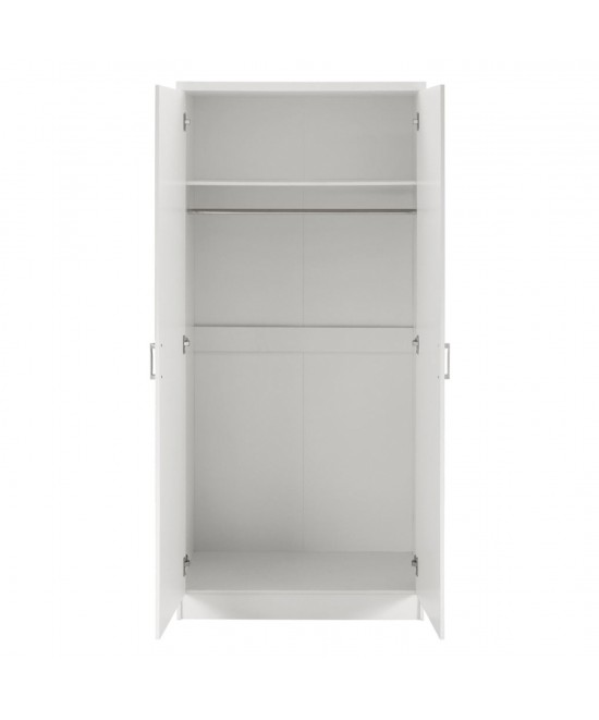 Ντουλάπα ρούχων δίφυλλη REAL χρώμα λευκό 80x42.5x180.5