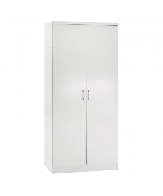 Ντουλάπα ρούχων δίφυλλη REAL χρώμα λευκό 80x42.5x180.5
