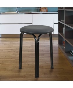 Σκαμπό από μέταλλο/PU σε χρώμα μαύρο Φ36x47