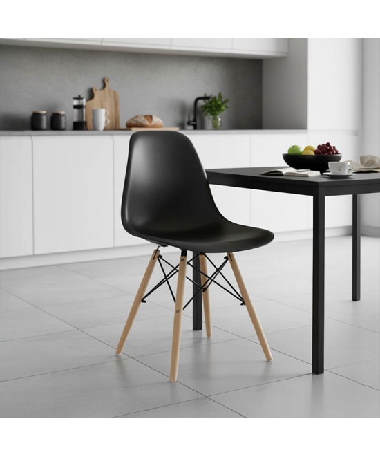Καρέκλα Alta PP μαύρο-φυσικό πόδι 46x50x82