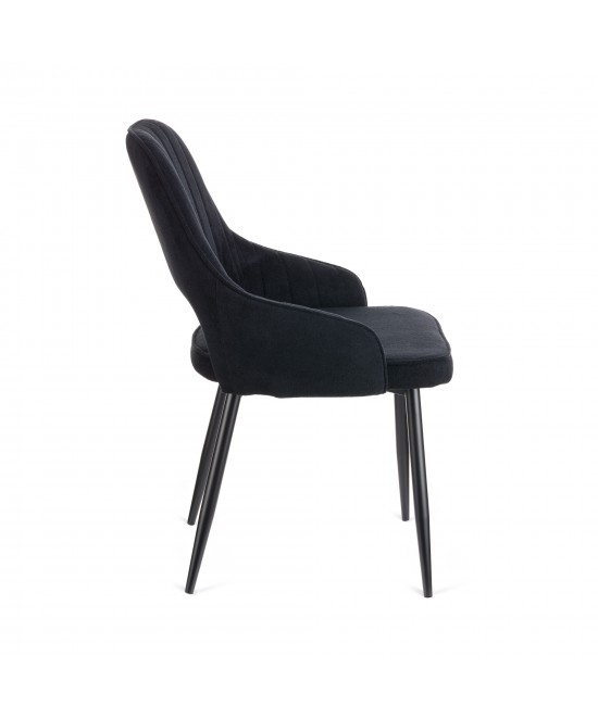 Καρέκλα Tiate μαύρο μπουκλέ ύφασμα-πόδι μαύρο μέταλλο 47x51x83