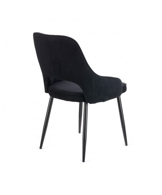 Καρέκλα Tiate μαύρο μπουκλέ ύφασμα-πόδι μαύρο μέταλλο 47x51x83