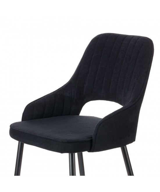 Καρέκλα Tiate μαύρο μπουκλέ ύφασμα-πόδι μαύρο μέταλλο 47x51x83