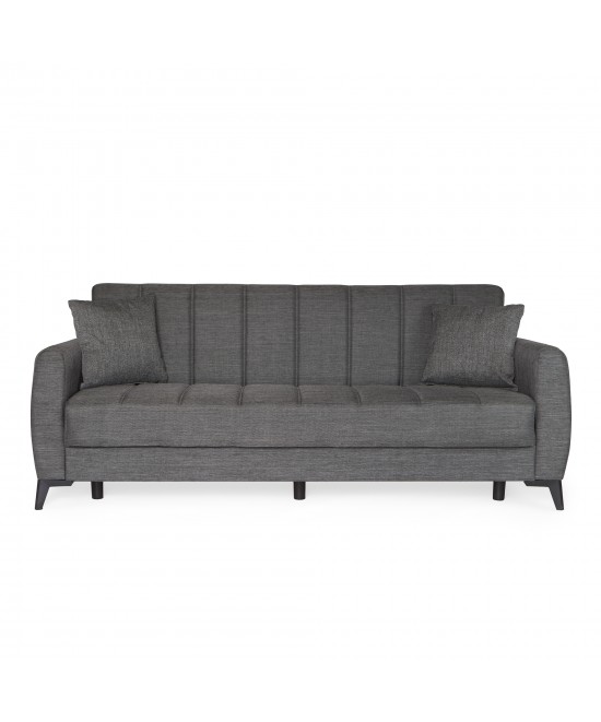 Καναπές-κρεβάτι με αποθηκευτικό χώρο τριθέσιος Milos γκρι ύφασμα 210x78x85