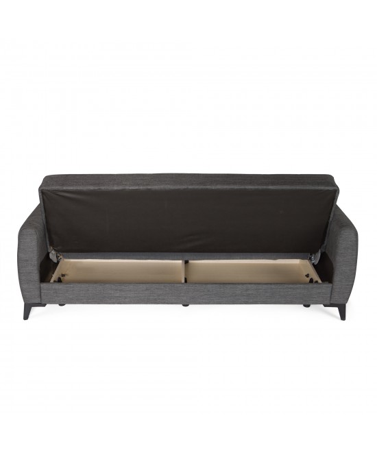Καναπές-κρεβάτι με αποθηκευτικό χώρο τριθέσιος Milos γκρι ύφασμα 210x78x85