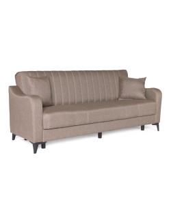 Καναπές-κρεβάτι με αποθηκευτικό χώρο τριθέσιος Rudy καφέ-μπεζ ύφασμα 204x78x85