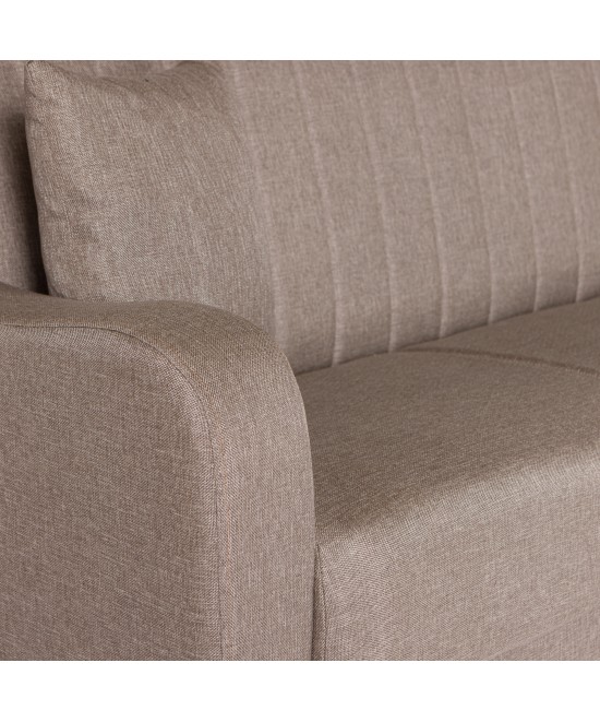 Καναπές-κρεβάτι με αποθηκευτικό χώρο τριθέσιος Rudy καφέ-μπεζ ύφασμα 204x78x85