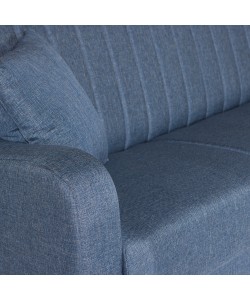 Καναπές-κρεβάτι με αποθηκευτικό χώρο τριθέσιος Rudy γκρι-μπλε ύφασμα 204x78x85