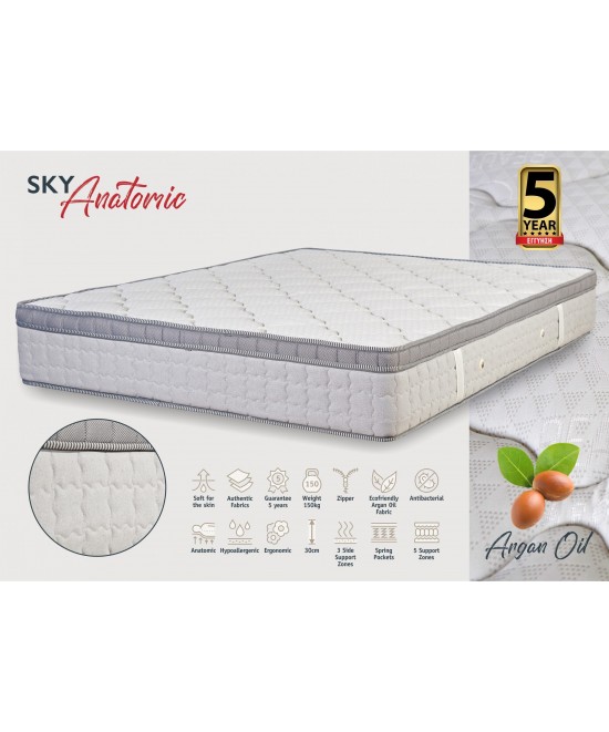 KPS ΣΤΡΩΜΑ ΜΕ ΑΝΩΣΤΡΩΜΑ SKY ANATOMIC 180X190X30EK  ARGANOIL