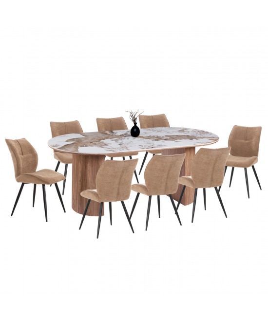 ΣΕΤ ΤΡΑΠΕΖΑΡΙΑΣ 9ΤΜΧ MARBLEX HM11394.03 ΚΕΡΑΜΙΚΟ TOP PANDORA--ΚΑΡΕΚΛΕΣ ΥΦΑΣΜΑ TAUPE