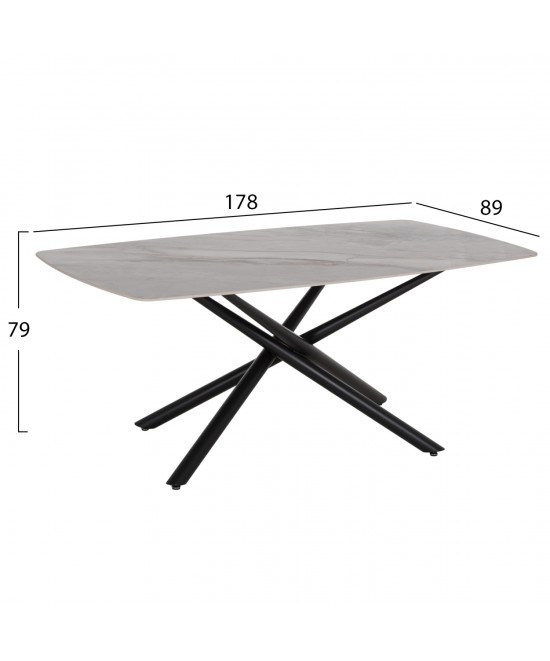 ΤΡΑΠΕΖΙ ΤΡΑΠΕΖΑΡΙΑΣ ISKA HM18423 ΚΕΡΑΜΙΚΟ TOP ΣΕ ΛΕΥΚΟ/ΚΑΦΕ ΜΑΡΜΑΡΟ 178x89x79Υεκ