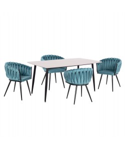 ΣΕΤ ΤΡΑΠΕΖΑΡΙΑΣ 5ΤΜΧ RAVEN HM12121.01 ΚΕΡΑΜΙΚΟ TOP ΛΕΥΚΟ ΜΑΡΜΑΡΟ--ΤΙΡΚΟΥΑΖ ΒΕΛΟΥΔΟ