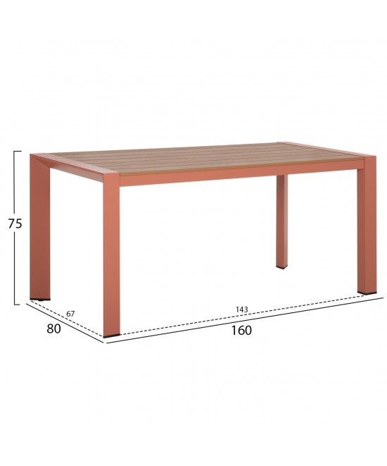 ΤΡΑΠΕΖΙ ΕΞΩΤ.ΧΩΡΟΥ GOYA HM6059.08 ΑΛΟΥΜΙΝΙΟ ΣE TERRACOTTA & POLYWOOD 160X80Χ75Υεκ.