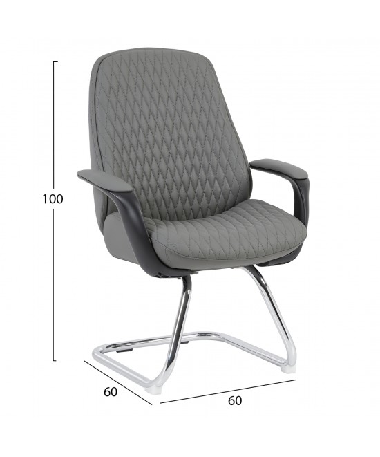 ΚΑΡΕΚΛΑ ΕΠΙΣΚΕΠΤΗ VELUM-s HM1235.10 ΓΚΡΙ PU--ΒΑΣΗ ΧΡΩΜΙΟΥ 71x60x100Υεκ.