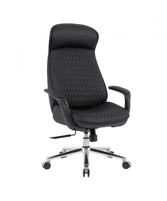 ΚΑΡΕΚΛΑ ΓΡΑΦΕΙΟΥ PREMIUM VELUM HM1233.01 ΜΑΥΡΟ PU--ΒΑΣΗ ΧΡΩΜΙΟΥ 71x69x116-122Υεκ.
