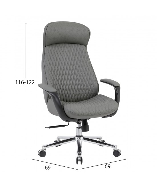 ΚΑΡΕΚΛΑ ΓΡΑΦΕΙΟΥ PREMIUM VELUM HM1233.10 ΓΚΡΙ PU--ΒΑΣΗ ΧΡΩΜΙΟΥ 71x69x116-122Υεκ.