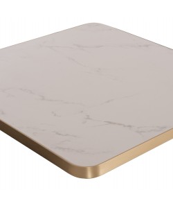 ΕΠΙΦΑΝΕΙΑ ΤΡΑΠΕΖΙΟΥ SINTERED STONE ΤΕΤΡΑΓΩΝΗ HM6655.12 ΠΛΑΙΣΙΟ ALU ΧΡΥΣΟ 80x80εκ.
