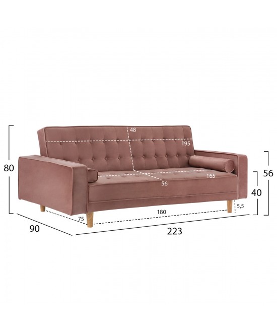 ΚΑΝΑΠΕΣ ΚΡΕΒΑΤΙ SALVADOR HM3150.12 ΒΕΛΟΥΔΟ ΣΑΠΙΟ ΜΗΛΟ  223X90X80Y εκ.