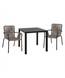 ΣΕΤ ΤΡΑΠΕΖΑΡΙΑ 3ΤΜΧ ΤΡΑΠΕΖΙ ΑΛΟΥΜΙΝΙΟΥ 80X80 & ΠΟΛΥΘΡΟΝΕΣ ΑΝΘΡΑΚΙ HM11439