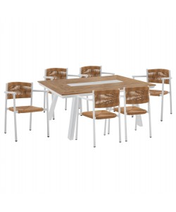 ΣΕΤ ΤΡΑΠΕΖΑΡΙΑ 7ΤΜΧ ΜΕ ΤΡΑΠΕΖΙ POLYWOOD 200Χ94 & ΠΟΛΥΘΡΟΝΕΣ ΛΕΥΚΕΣ HM11648