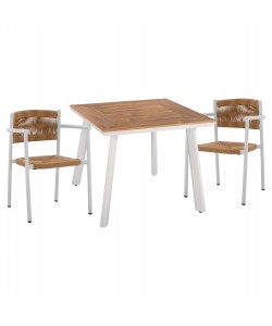 ΣΕΤ ΤΡΑΠΕΖΑΡΙΑ 3ΤΜΧ ΤΡΑΠΕΖΙ ΑΛΟΥΜΙΝΙΟΥ 80X80 & ΠΟΛΥΘΡΟΝΕΣ ΛΕΥΚΕΣ  HM11441