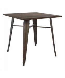 ΤΡΑΠΕΖΙ ΜΕΤΑΛΛΙΚΟ ΣΕ ΧΡΩΜΑ RUSTY ΚΑΙ ΞΥΛΟ HM0611.04 80x80x76εκ