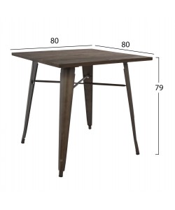 ΤΡΑΠΕΖΙ ΜΕΤΑΛΛΙΚΟ ΣΕ ΧΡΩΜΑ RUSTY ΚΑΙ ΞΥΛΟ HM0611.04 80x80x76εκ