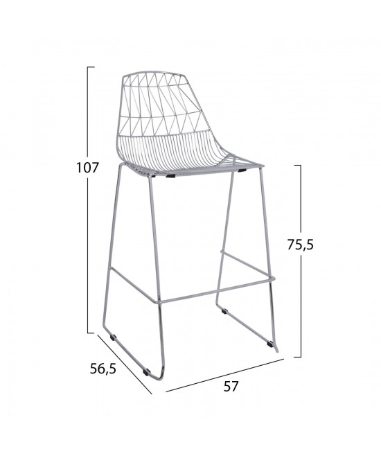 ΣΚΑΜΠΩ BAR ΜΕΤΑΛΛΙΚΟ HM5465.100 LUX ΧΡΩΜΙΟΥ 57x56,5x107 εκ.