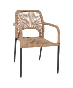 ΠΟΛΥΘΡΟΝΑ ΑΛΟΥΜΙΝΙΟΥ NOJO HM5771.02 ΓΚΡΙ ΜΕ P.E.TWIST RATTAN ΜΠΕΖ 55x63x82Y εκ.