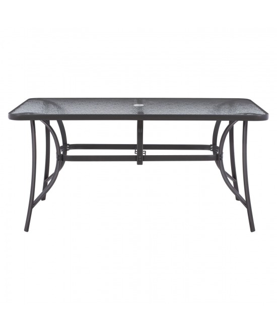 ΤΡΑΠΕΖΙ BRUNO 150X90Χ75Υεκ. ΜΕΤΑΛΛΙΚΟ ΟΡΘΟΓΩΝΙΟ ΓΚΡΙ ΜΕ ΤΡΥΠΑ ΟΜΠΡΕΛΑΣ Φ38  HM5145.11