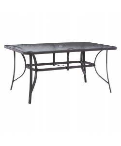 ΤΡΑΠΕΖΙ BRUNO 150X90Χ75Υεκ. ΜΕΤΑΛΛΙΚΟ ΟΡΘΟΓΩΝΙΟ ΓΚΡΙ ΜΕ ΤΡΥΠΑ ΟΜΠΡΕΛΑΣ Φ38  HM5145.11